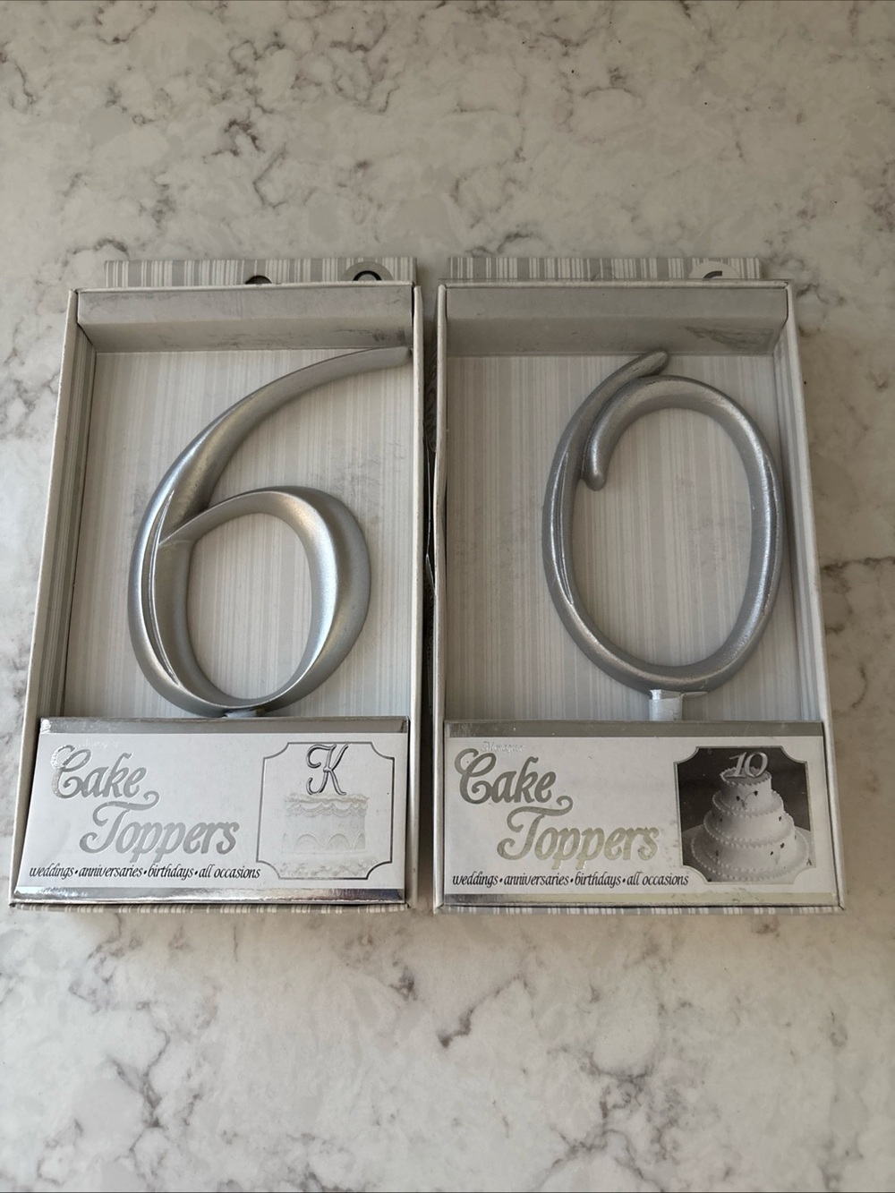 Silver '60' Cake Topper Set by